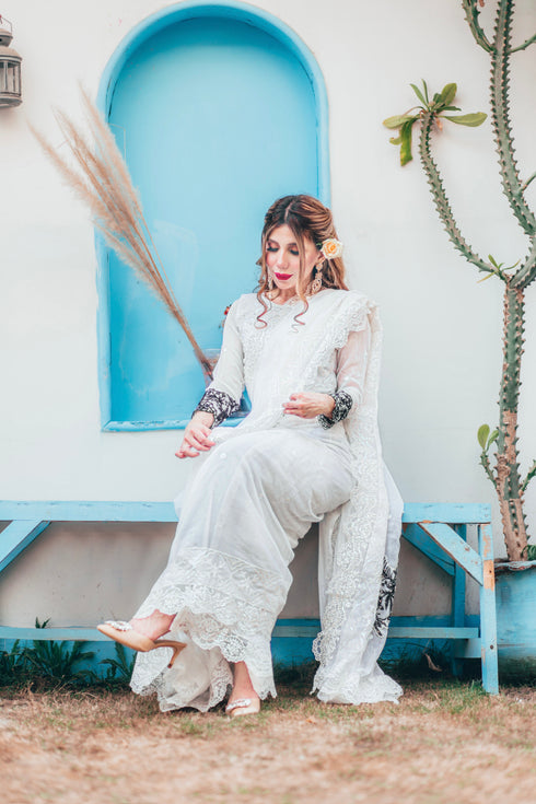 White Festive Saree ll